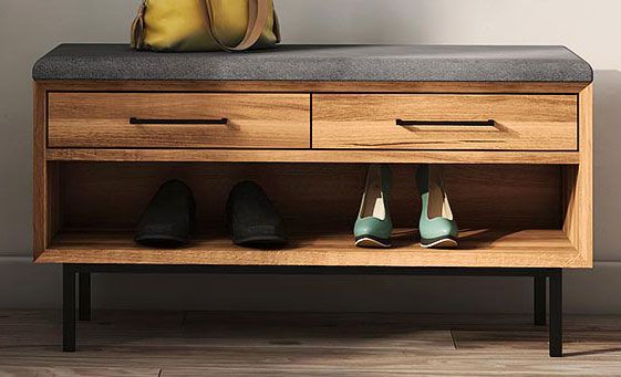 Cassapanca / Scarpiera "Kumeu" 57, faggio massello, oliato - 52 x 97 x 36 cm (h x l x p)