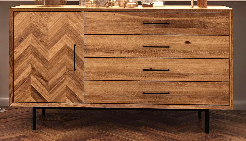 Cassettiera "Kumeu" 41, faggio massello oliato - 80 x 144 x 45 cm (h x l x p)