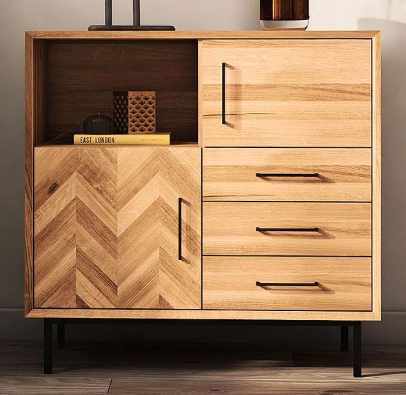 Cassettiera "Kumeu" 45, faggio massello, oliato - 95 x 97 x 45 cm (h x l x p)