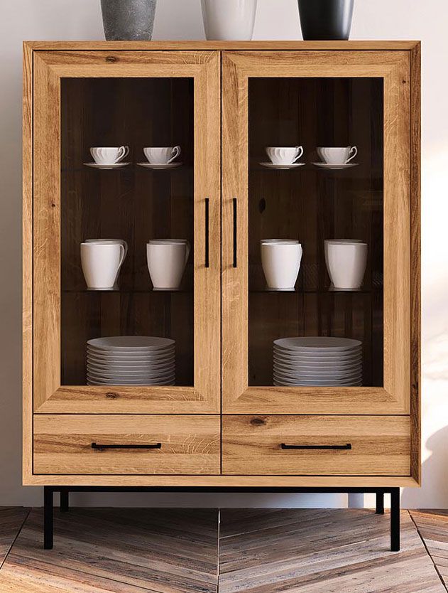 Vetrinetta "Kumeu" 53, faggio massello, oliato - 125 x 97 x 45 cm (h x l x p)