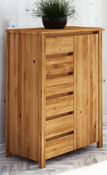 Cassettiera "Tasman" 16, rovere massello selvatico, oliato - 112 x 80 x 45 cm (h x l x p)