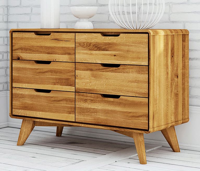 Cassettiera "Timaru" 11, rovere massello selvatico, oliato - 63 x 90 x 40 cm (h x l x p)