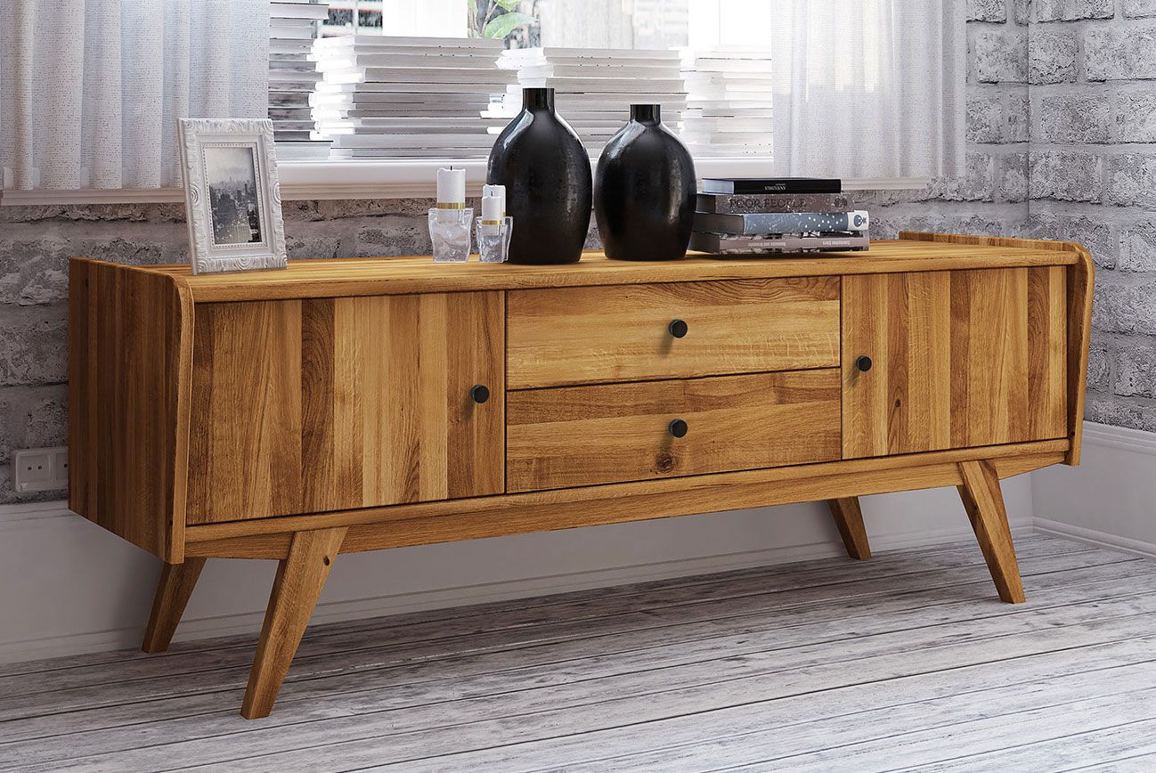 Cassettiera "Otago" 08, rovere massello selvatico, oliato - 61 x 160 x 50 cm (h x l x p)