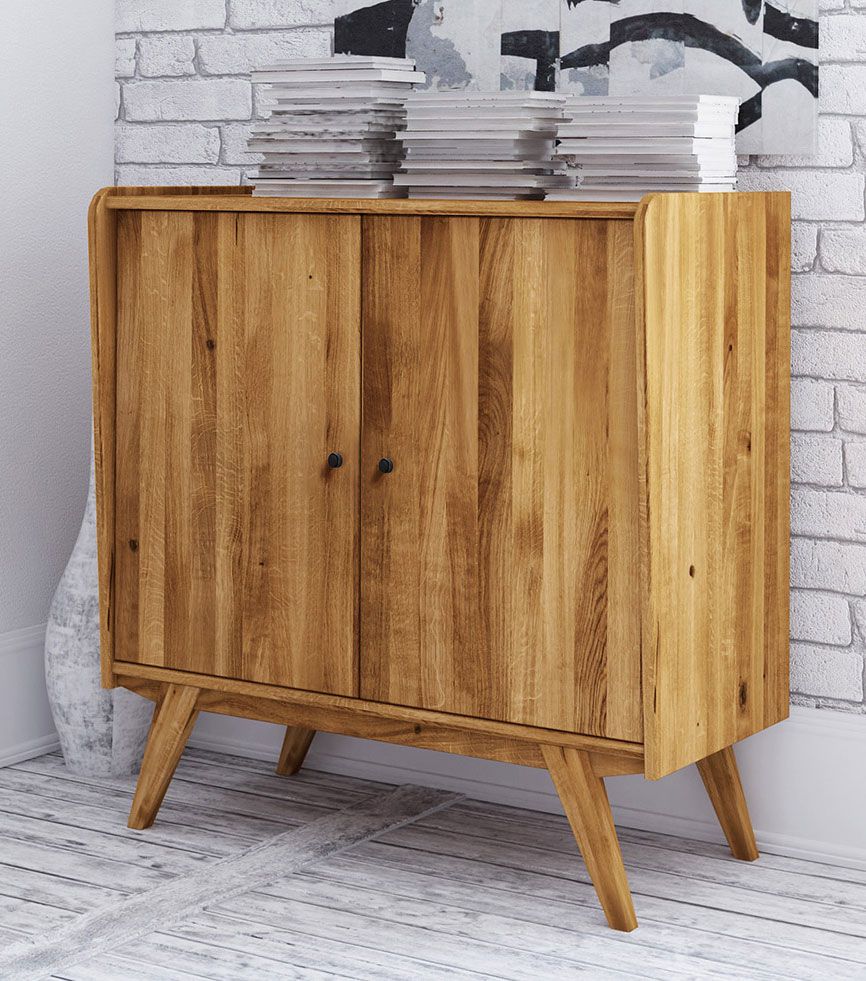 Cassettiera "Otago" 14, rovere massello selvatico, oliato, 105 x 100 x 50 cm, sistema "Soft Close", 2 ante, robusto, di alta qualità