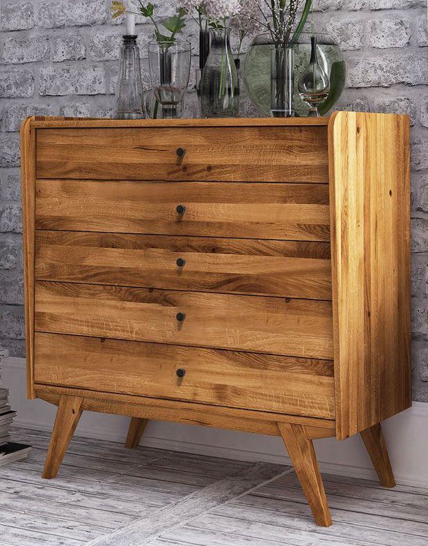 Cassettiera "Otago" 17, rovere massello selvatico, oliato - 105 x 100 x 50 cm (h x l x p)