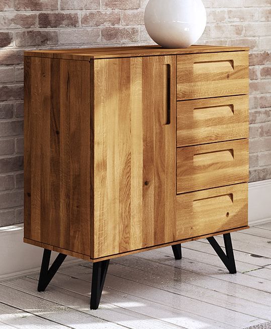 Cassettiera "Masterton" 06, rovere massiccio selvatico, oliato - 100 x 91 x 45 cm (h x l x p)