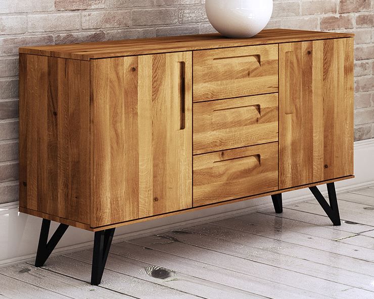 Cassettiera "Masterton" 08, rovere massello selvatico, oliato - 81 x 136 x 45 cm (h x l x p)