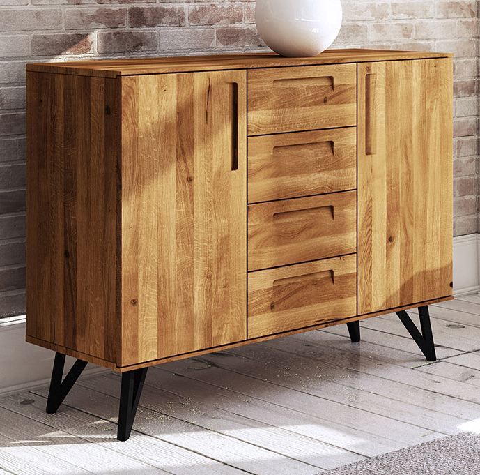 Cassettiera "Masterton" 09, rovere massello selvatico, oliato - 100 x 136 x 45 cm (h x l x p)