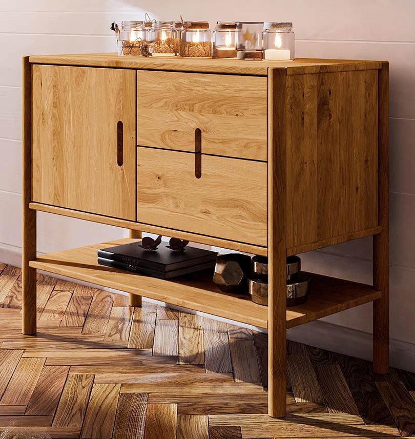 Cassettiera "Wellsford" 15, rovere massello selvatico, oliato - 84 x 97 x 46 cm (h x l x p)