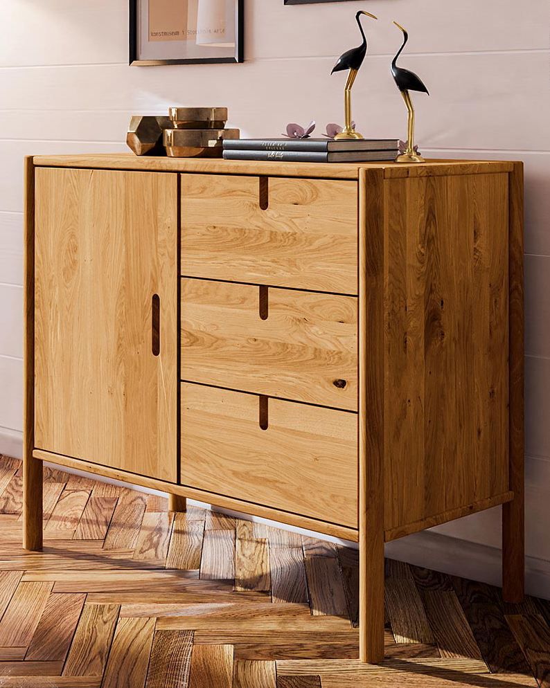 Cassettiera "Wellsford" 18, rovere massello selvatico, oliato - 84 x 97 x 46 cm (h x l x p)