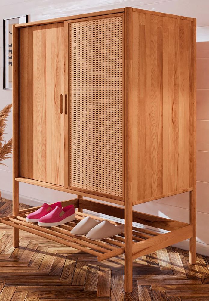 Armadio ingresso "Wellsford" 42, faggio massello, oliato - 150 x 108 x 46 cm (h x l x p)