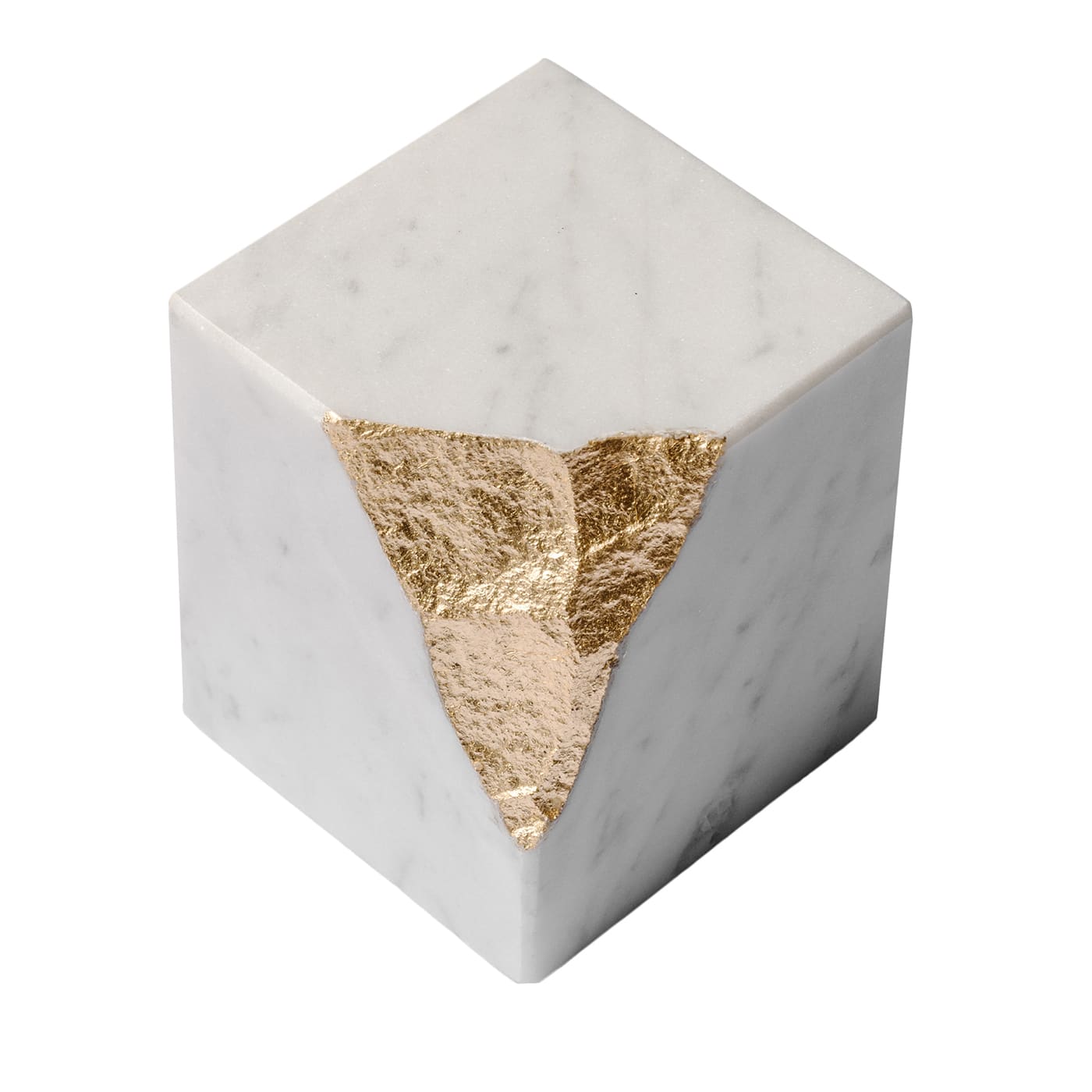 Colpo Da Maestro Scultura cubica piccola in calacatta e foglia d'oro