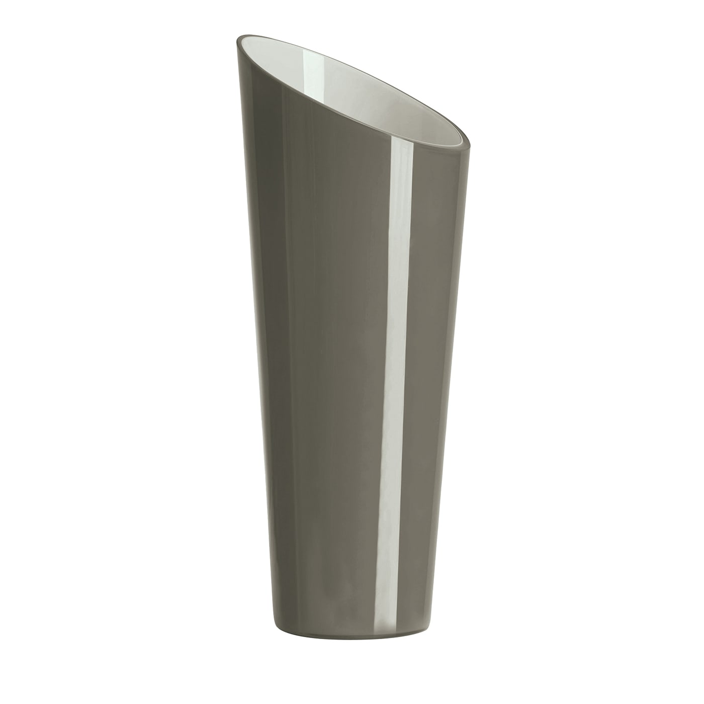 Vaso in Vetro Grigio e Milkwhite Orizzonte Oblique