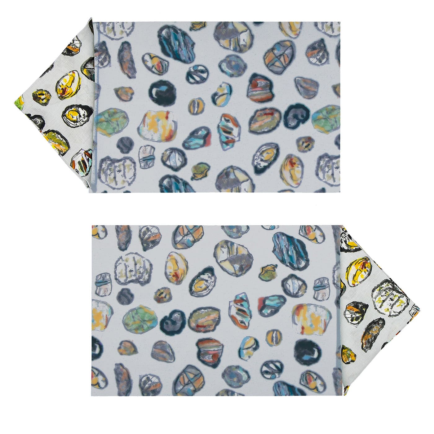 Set di 2 tovagliette policrome + 2 tovaglioli Pebbles