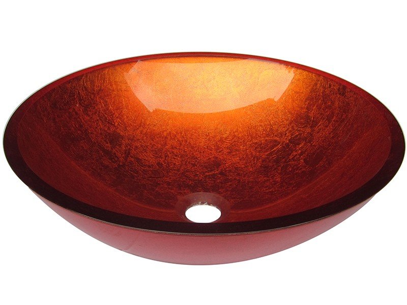 Lavabo da Appoggio Pureglass Ciotola Cm. Ø42X14 Cristallo Foglia Arancio-9679