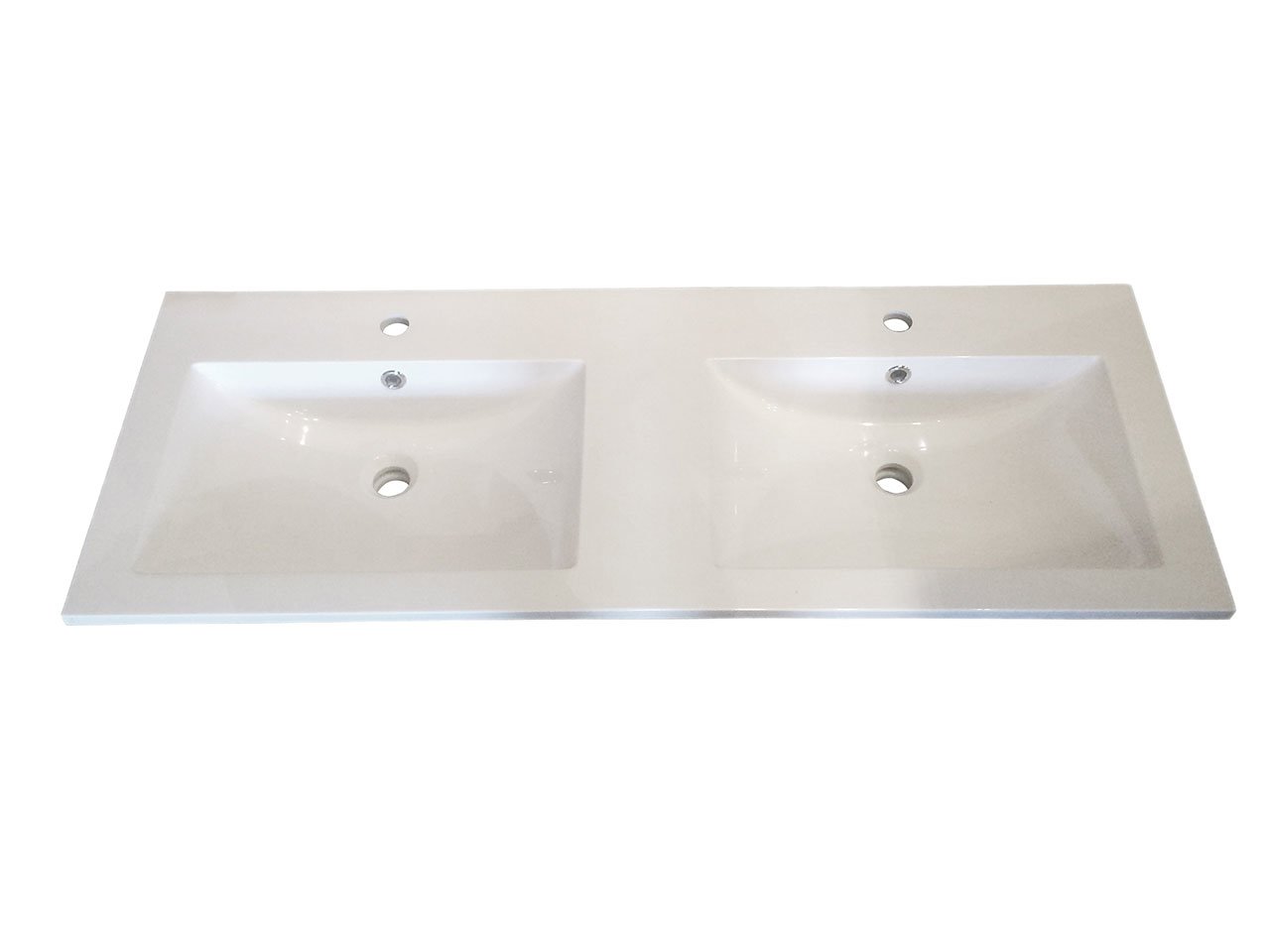 Lavabo Incasso Unitop Slim 2 Vasche 120X46 in Resina Lucido Bianco-9059
