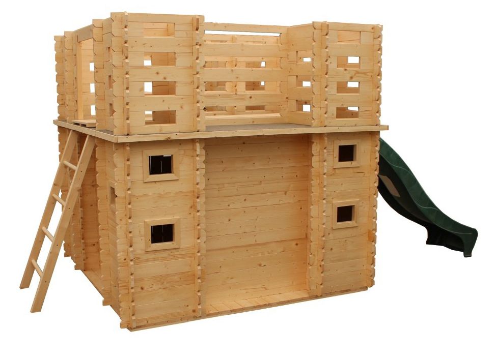 Casetta da giardino per bambini / torretta gioco "BURG", incl. scivolo - 1,92 x 1,92 m, spessore 19 mm