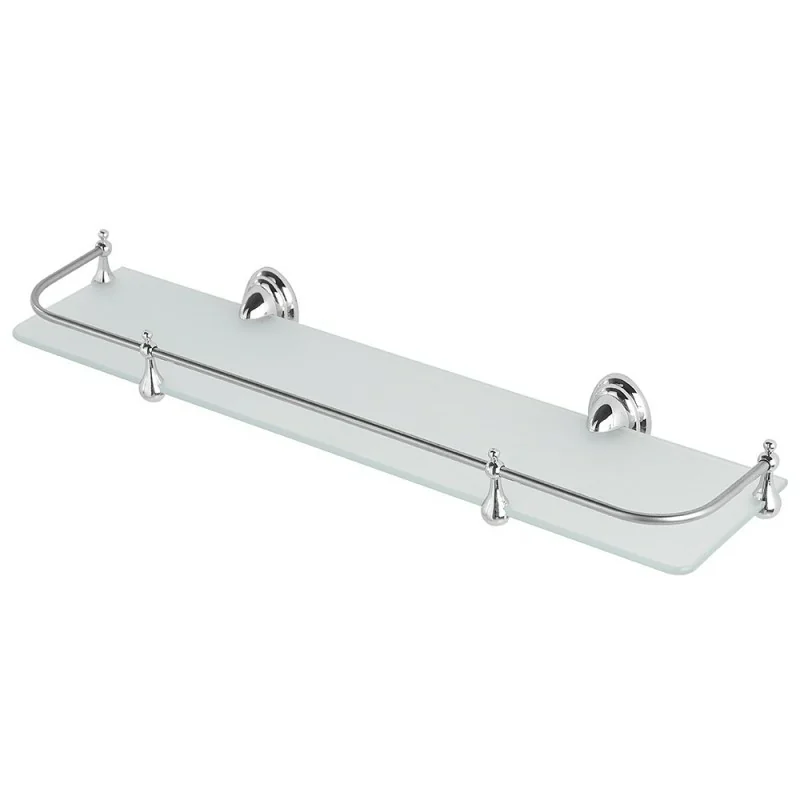 Mensola bagno a muro 50 cm in vetro satinato con supporto cromato Facile