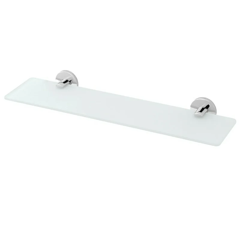 Mensola bagno a muro 50 cm in vetro satinato e acciaio cromato Bora