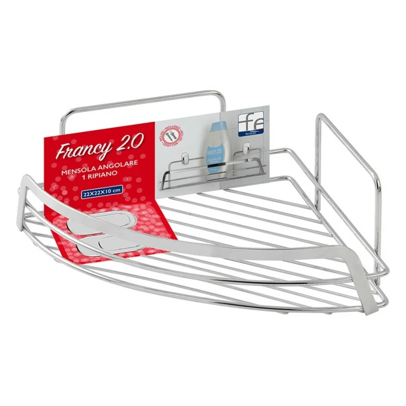 Mensola doccia angolare cromo lucido con ripiano e fissaggi inclusi