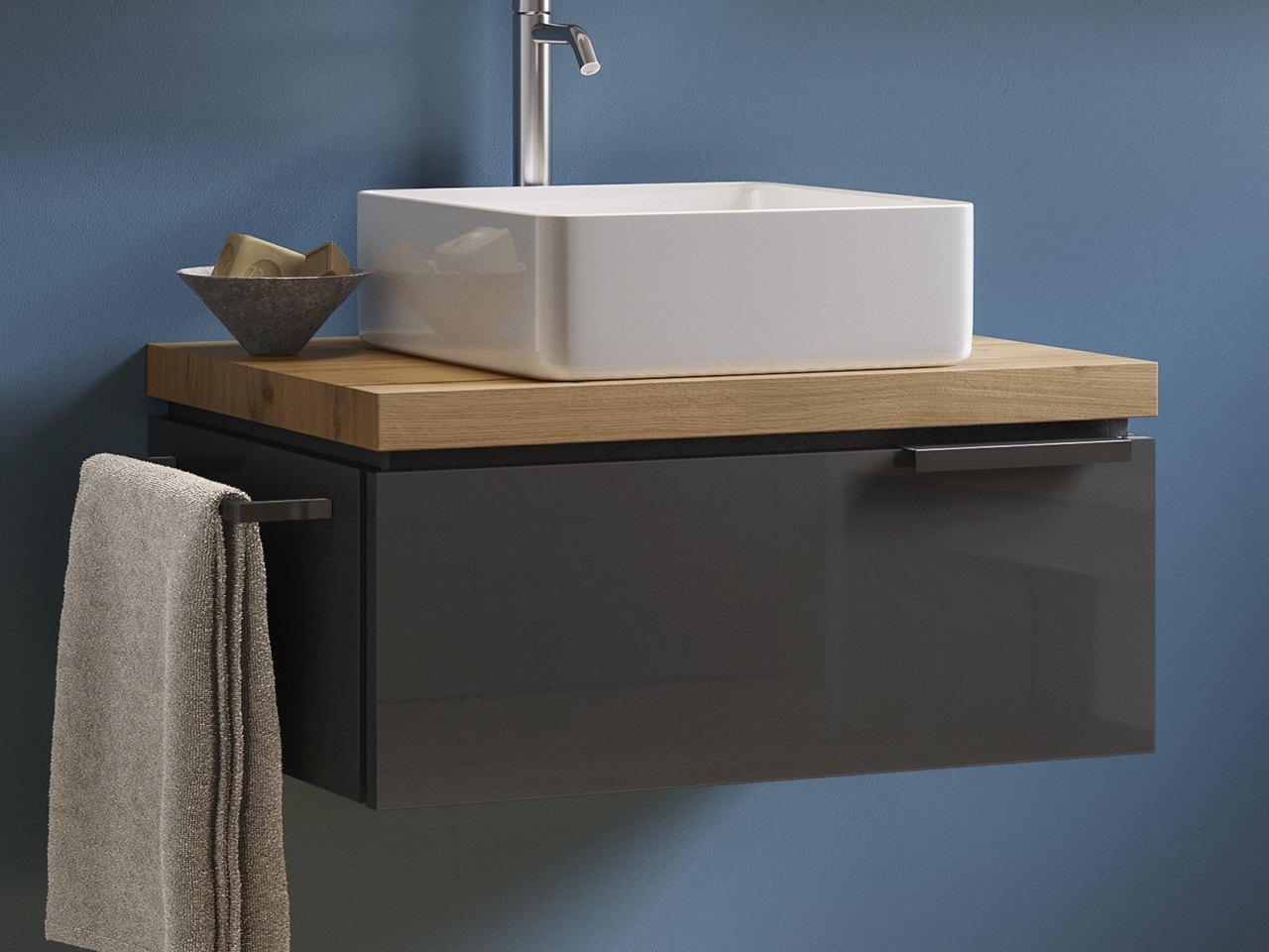 Cassetto Touch 70xH26 cm Antracite Lucido-69683