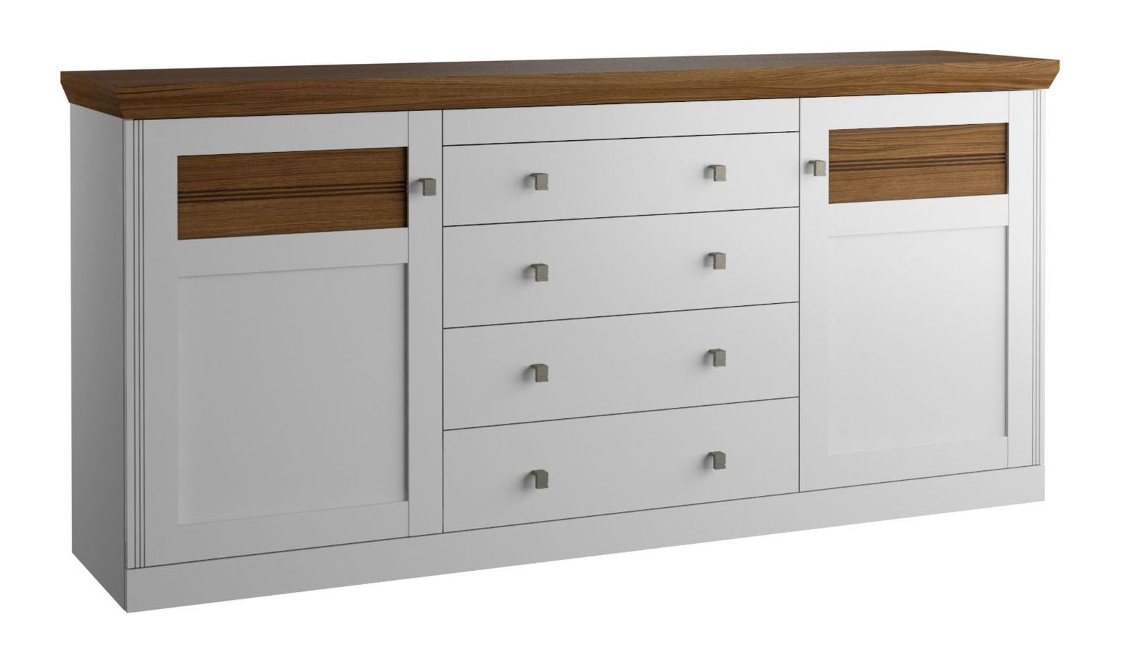 Cassettiera "Rasina" 07, bianco / rovere oliato, parzialmente massello - 184 x 86 x 44 cm (l x h x p)