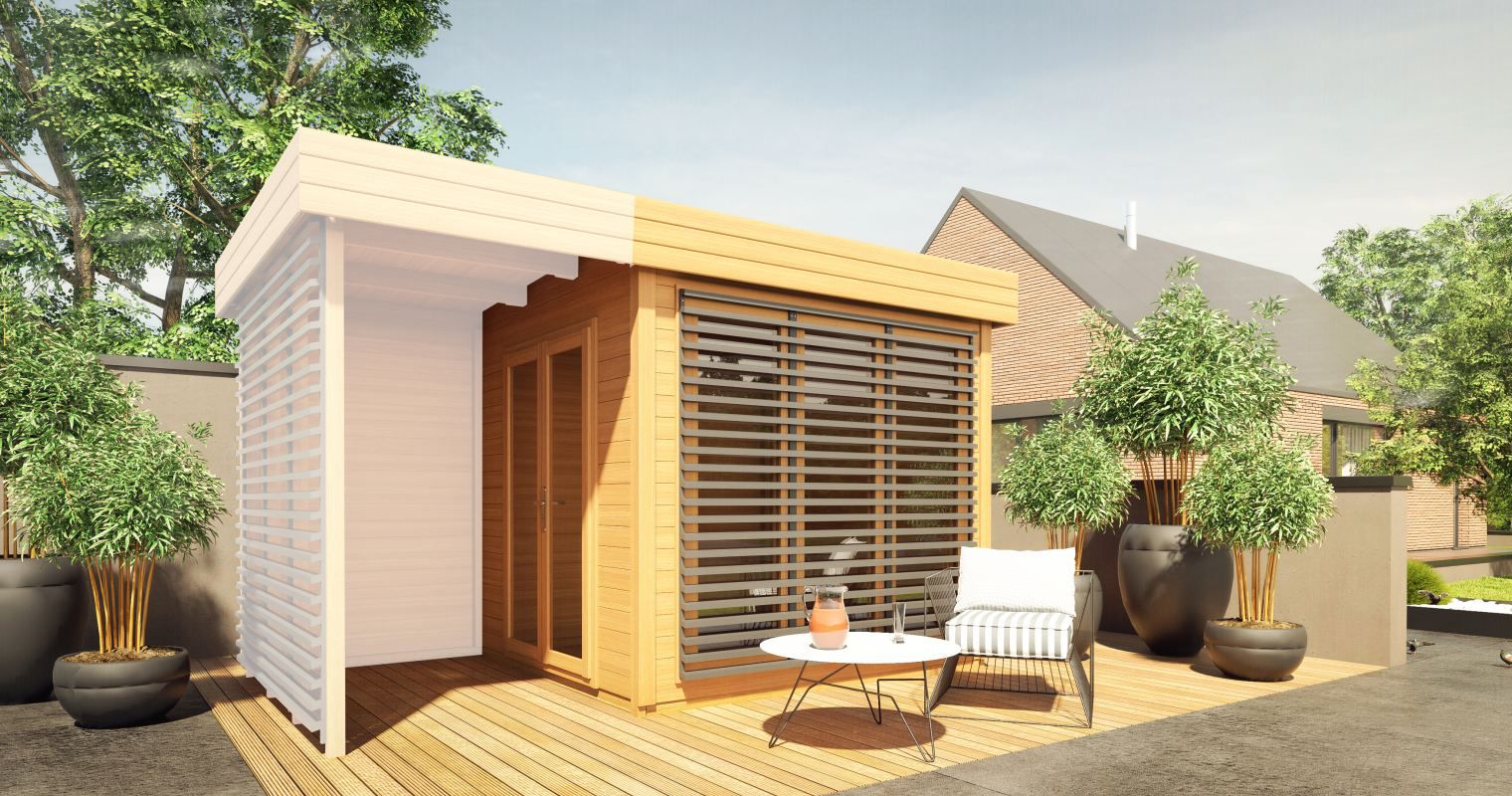 Casetta da giardino "Nefud" 28 mm, rovere / antracite - 254 x 254 cm (l x p)