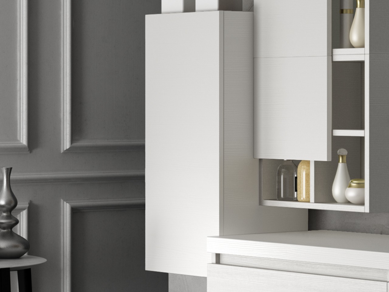 Pensile Bagno Qubo H80 Cm con Anta Bianco Matrix-9008918