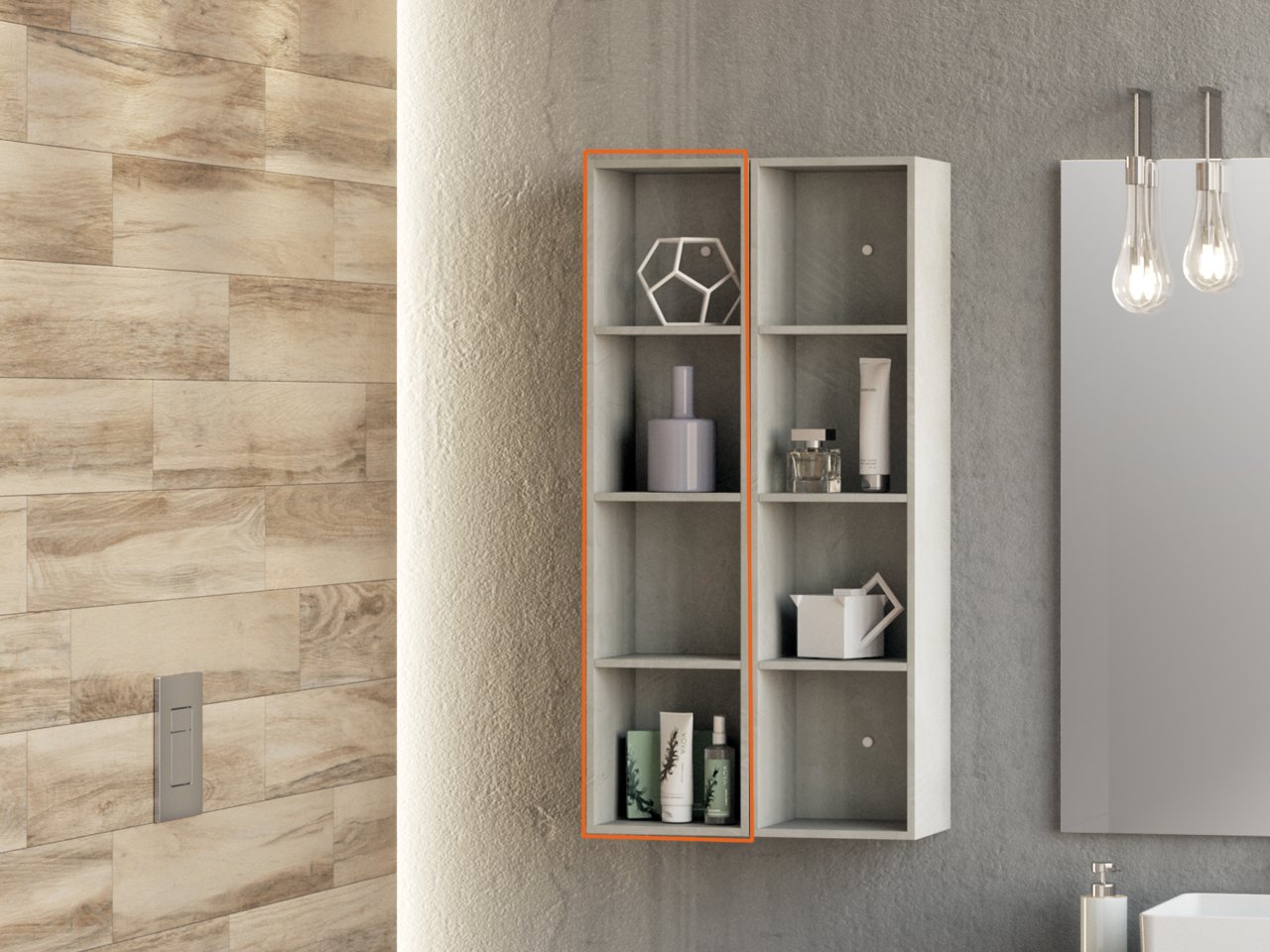 Pensile Bagno Trendy Giorno Cm. 25X22Xaltezza100 Cemento-16967