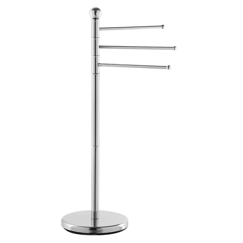 Piantana portasciugamani da appoggio in acciaio cromo con 3 bracci