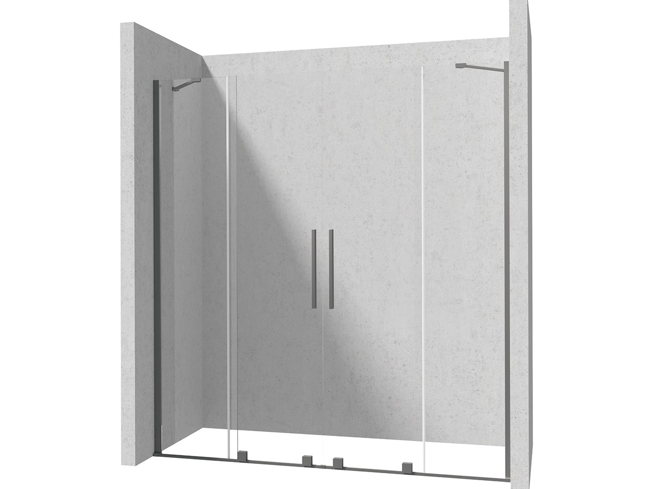 Porta Doccia Prizma 2 Ante Scorrevoli cm 180 H195 Est 174/178 Cristallo 6 mm Trasp. Profili Titanio-9023682