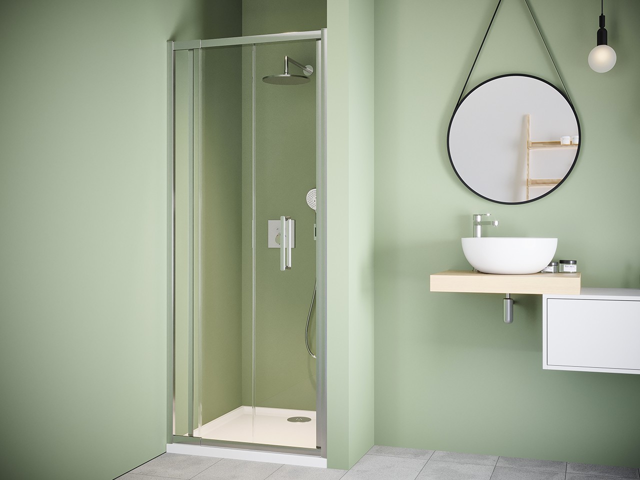 Porta Doccia a Soffietto Brezza cm 110xH195 Est 100/110 Cristallo 6mm Trasparente Cromo-70156