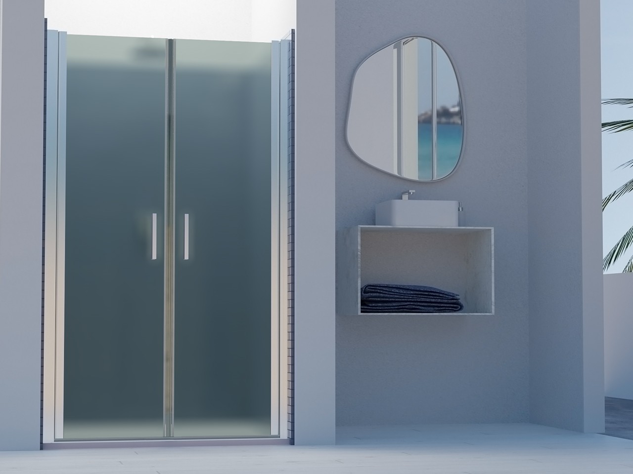 Porta Doccia Saloon Xeno 80xH200 Est 74/78 cm Cristallo Satinato Profili Cromo-68606