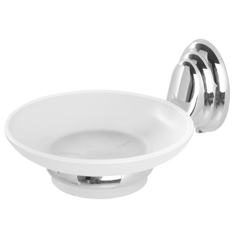 Porta sapone a muro in vetro satinato con supporto cromato Facile