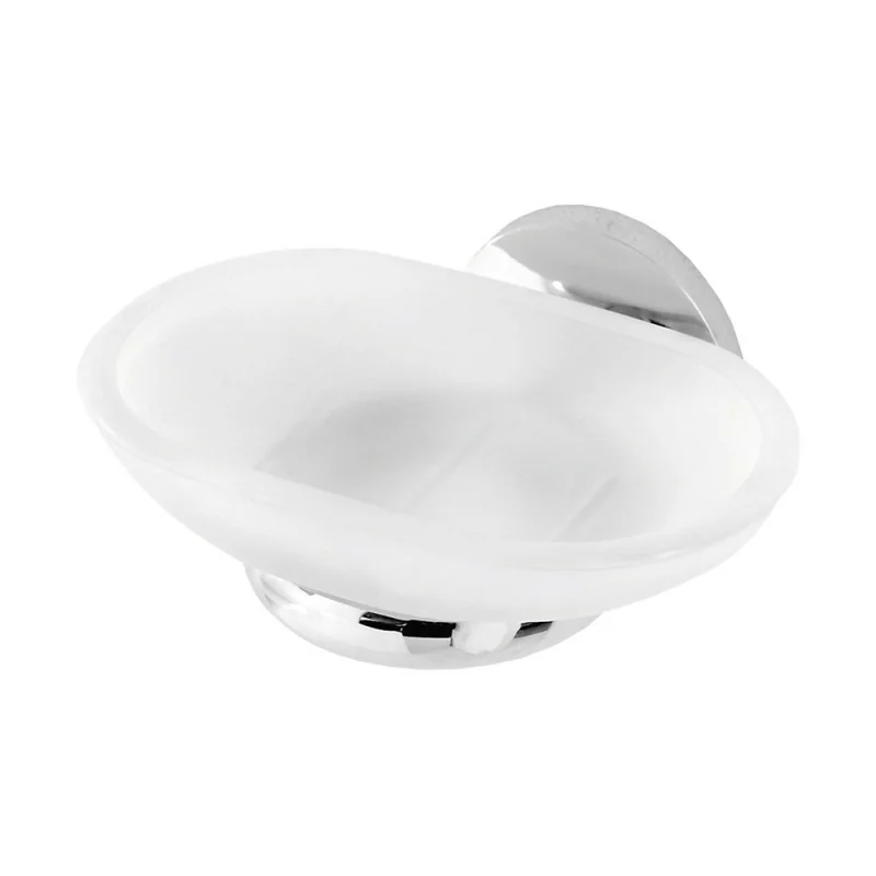 Porta sapone a muro in vetro satinato e acciaio cromato Bora