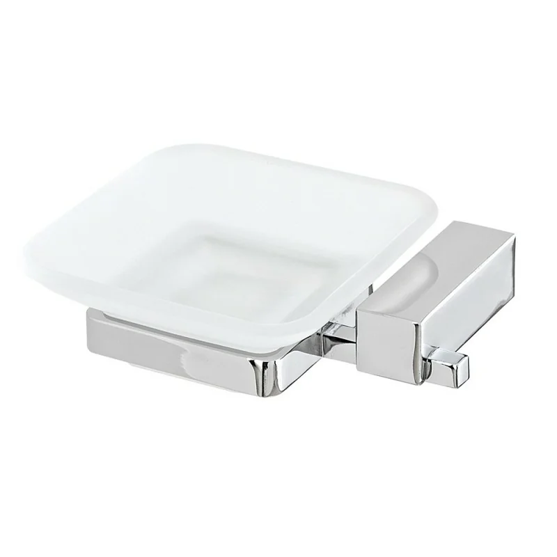 Porta sapone a muro in vetro satinato e acciaio cromato Unica