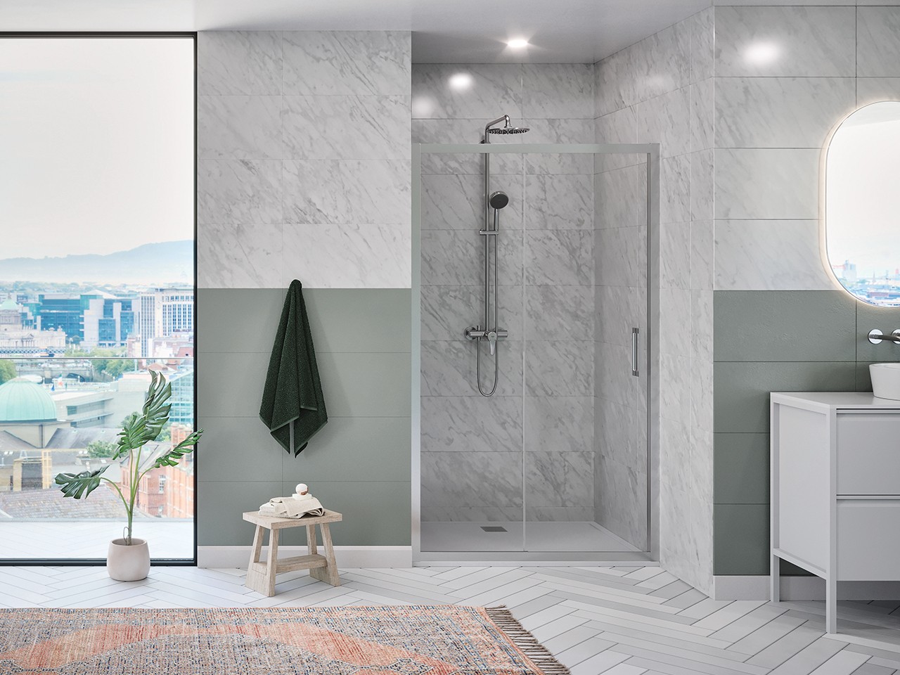 Porta Doccia Scorrevole Renu cm 100xH195 Est 94/100 Cristallo 6mm/8mm Trasparente Cromo-70201