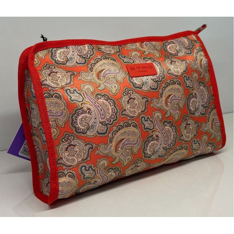 PORTA TRUCCO GRANDE SFONDO/RIFINITURE ARANCIONE 25X17X5 CM. ETRO PROFUMI