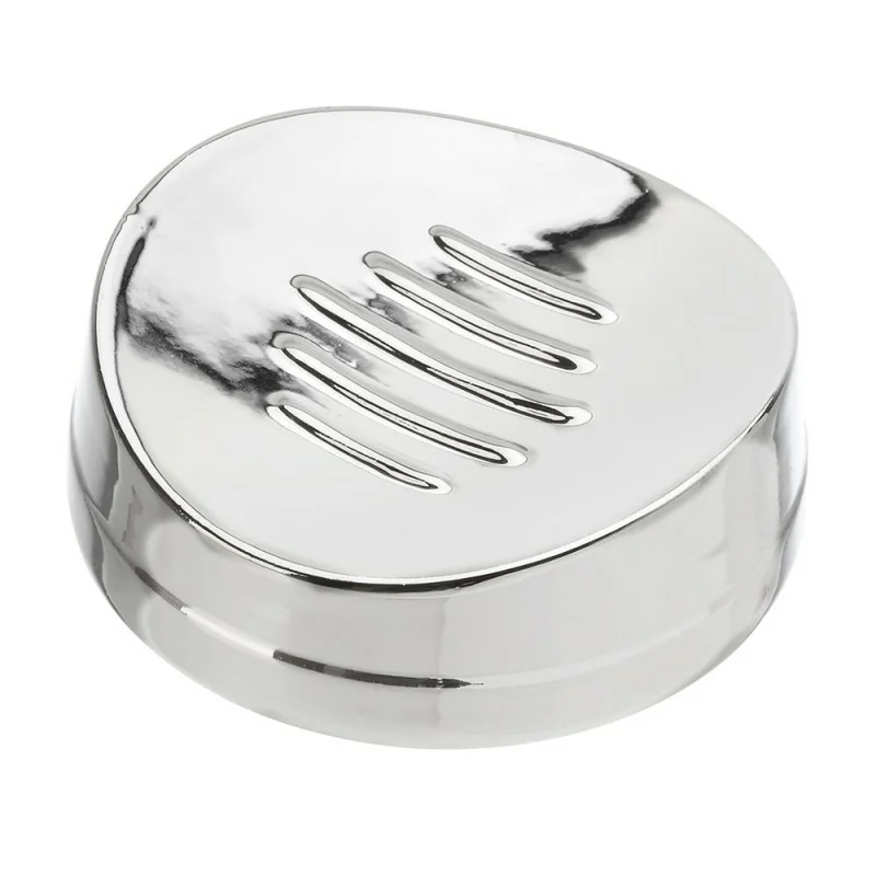 Portasapone In Ceramica Effetto Cromato Da Appoggio Krom