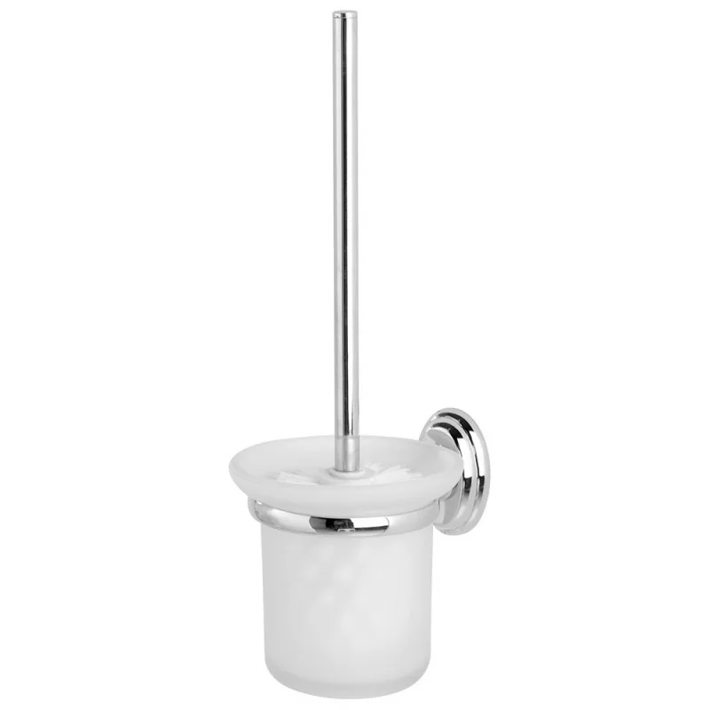 Portascopino a muro in vetro satinato con supporto cromato Facile