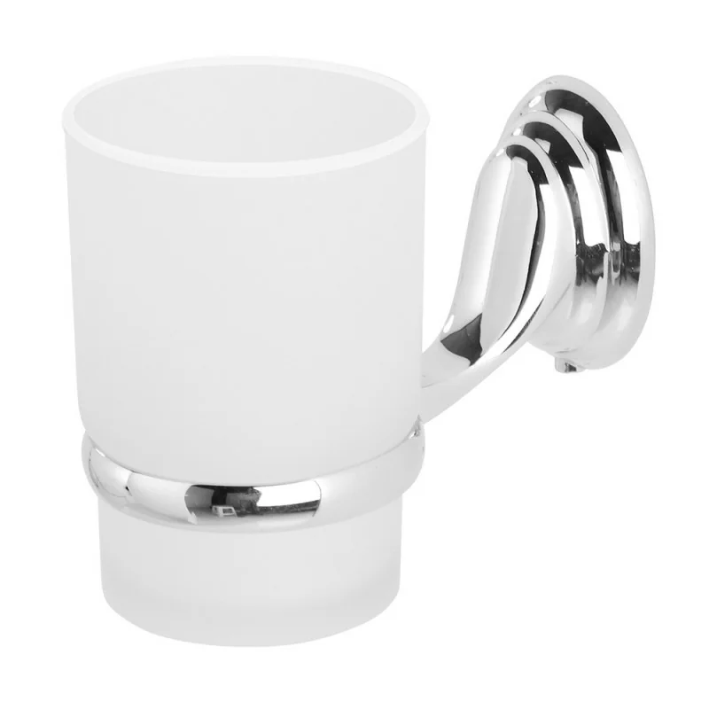 Portaspazzolino a muro in vetro satinato con supporto cromato Facile