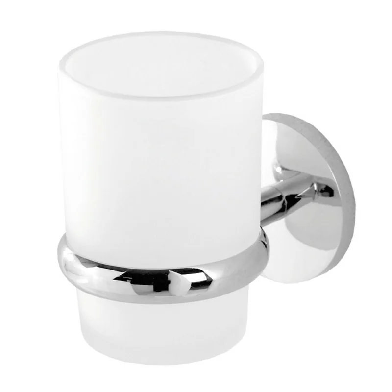 Portaspazzolino a muro in vetro satinato e acciaio cromato Bora