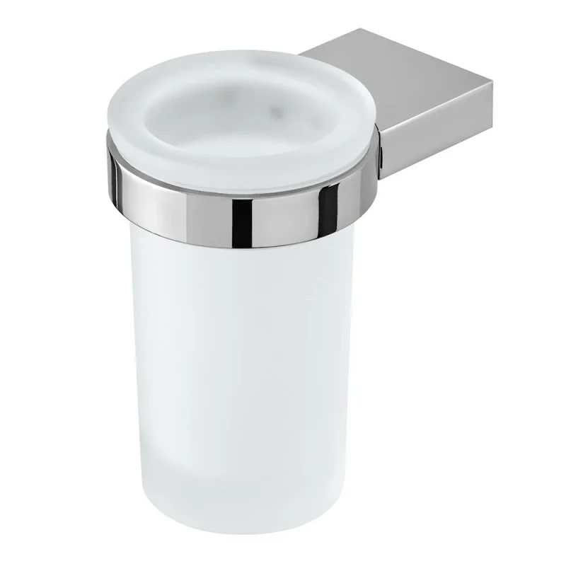 Portaspazzolino a muro in vetro satinato e acciaio cromato Futura