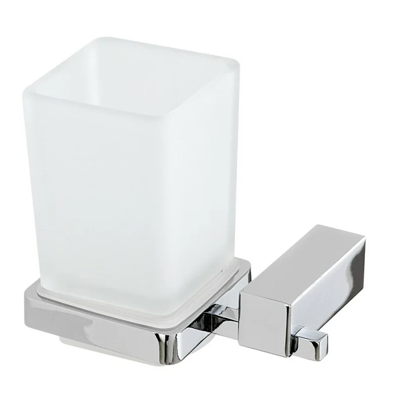 Portaspazzolino a muro in vetro satinato e acciaio cromato Unica