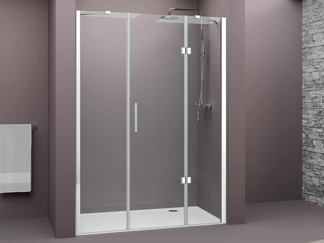 Porta Doccia a battente Fantasy2 cm 150xH190 Est 147,3/151,3 Cristallo 6mm Trasparente Cromo-9009644