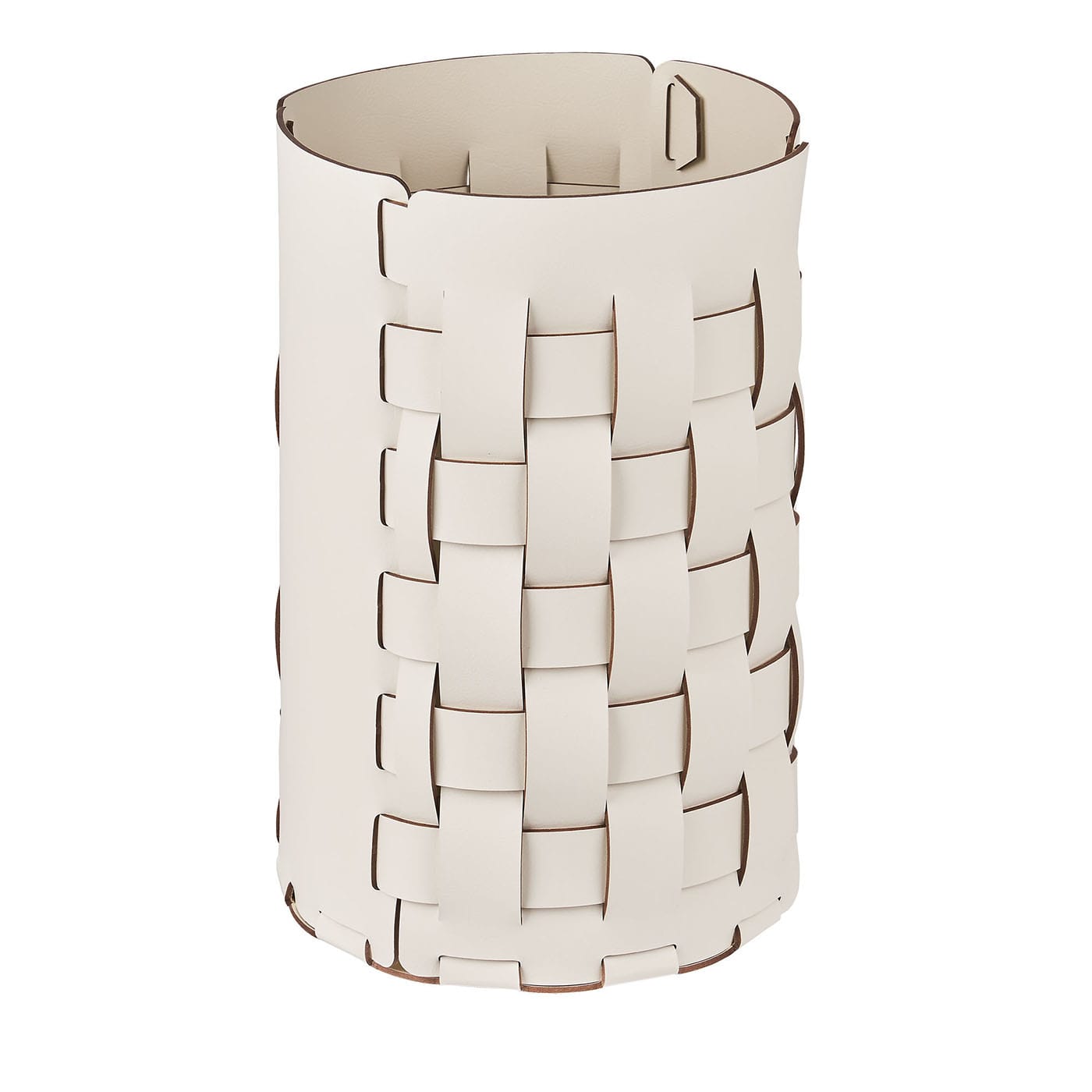 Cestino Bottega in pelle Bianco e Panna Cotta