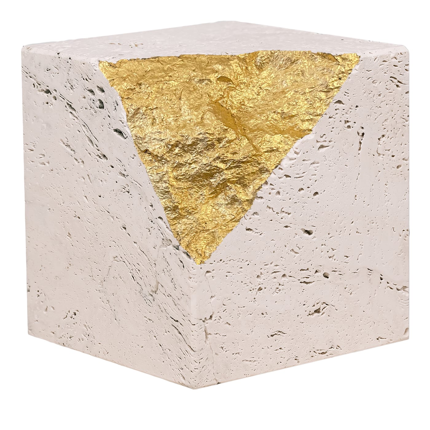 Colpo Da Maestro Ostuni Scultura cubica in travertino foglia oro