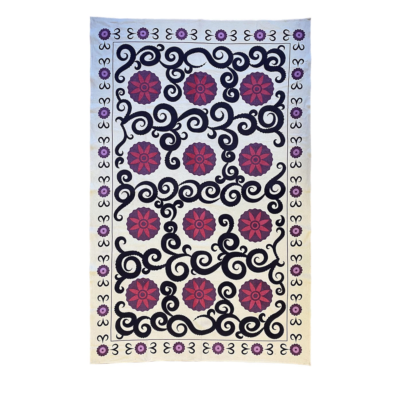 Tovaglia di cotone stampata Suzani viola