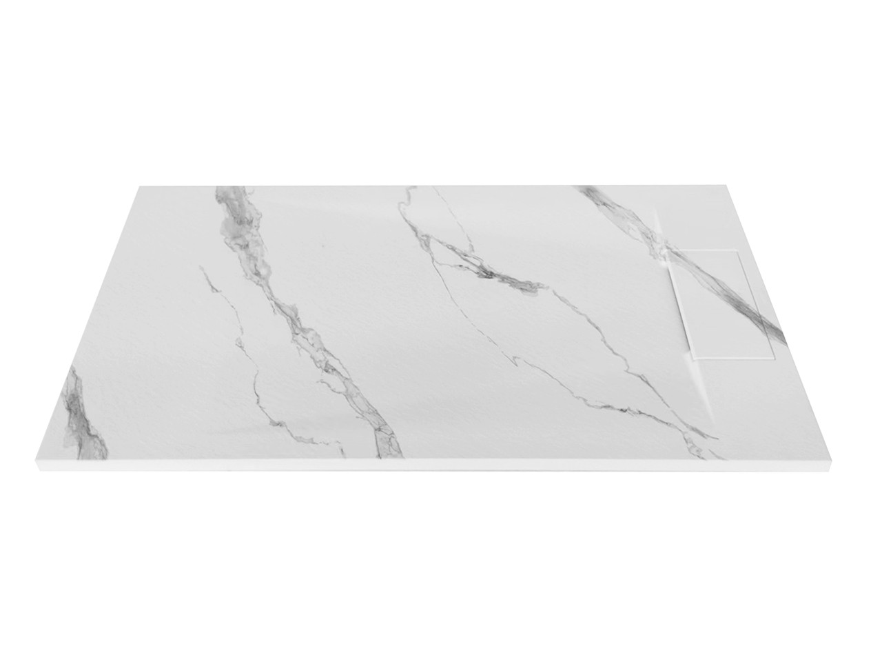 Piatto Doccia Rune 100x70 cm in Vetroresina Effetto Pietra Finitura Marmo Bianco di Carrara-75738
