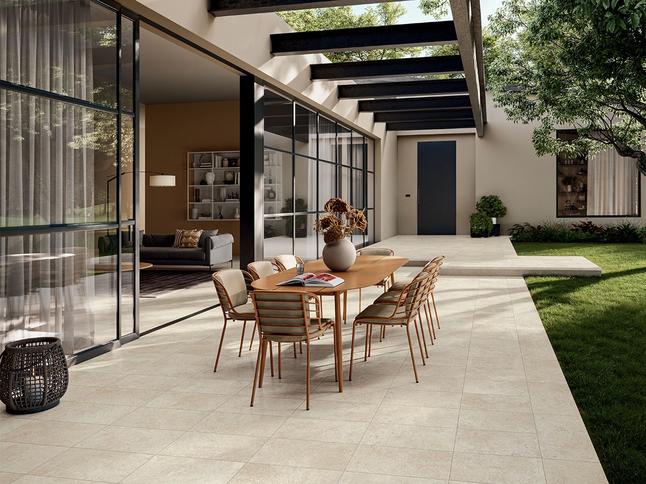 Piastrella Sakkara White 30x60 Gres per Esterni Effetto Pietra Calcarea Avorio-77582